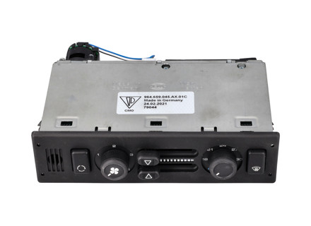 Verwarming / Ventilatie bedieningsschakelaar LHD, Zwart. Porsche 964 C2 / C4 zonder airco - 964659045001DB, 9646590450101C, 964659045X1DB, 964659045AX01C, 964659045AU01C
