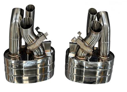 Valved Sports Exhaust Rear Silencers Stainless Steel. Porsche 992.2 Turbo S - 992251077J, 992251078M - 9M992251077