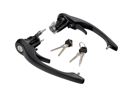 Juego de Manija de Puerta en NEGRO (Con Cilindro de Cerradura y Llaves). Porsche 911 74-89 / 964 88-94 - 91159894200, 91153894107, 91153894106, 91153894207, 91153894206 - 1687100810