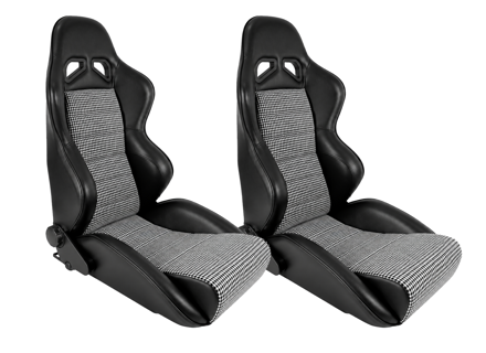 Monza Bucket Seats, Leatherette / Houndstooth, SET OF 2. Porsche 356 / 911 / 912 / 964 1950-94