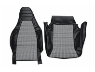 前排座椅套，黑色乙烯基材质，Pepita 中心图案。适用于 1974-84 年款保时捷 911。