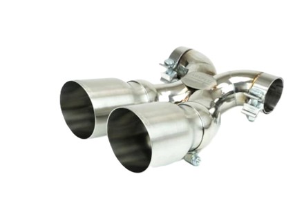 Fabspeed Maxflo True X-Pipe With Dual Tips, Single Wall Brushed Stainless Steel. Porsche 987 Boxster / Cayman (2005-2008) - 98711125401, 98711198100, 98711125831 - FS.POR.987.DLTBR