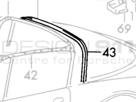 Joint de barre arrière de fenêtre souple Targa. Porsche 911/912 65-71 - 90156591440 Joint de barre arrière de fenêtre souple Targa. Porsche 911/912 65-71 - 90156591440