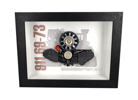 Engine 911 Magnesium model cutaway Porsche Art - Box framed 1:4 scale - BFEN911MAG