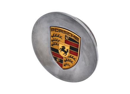 Copriruota Finitura a specchio con stemma in oro per Porsche - 99636130312 Copriruota Finitura a specchio con stemma in oro per Porsche - 99636130312