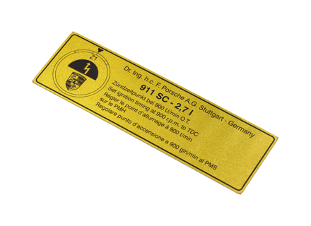 Adesivo/decalcomania per la fasatura dell'accensione - Parte superiore dell'alloggiamento della ventola - per Porsche 911 Carrera 2.7L 1973-1975 - 91100650800