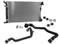 Radiator water-/koelvloeistof- en leidingenset. Porsche 95B Macan 2.0L - 9A712125110, 95B122101A, 95B122101K, 95B121109F, 95B121109J