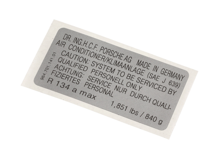 Air conditioner sticker. Porsche 964 (USA) - 96470114101 - PAKK1