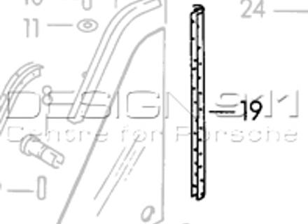Front 1/4 glass vertical seal. Porsche 356 - 64454293302, 356099/001, 356099-001 Front 1/4 glass vertical seal. Porsche 356 - 64454293302, 356099/001, 356099-001