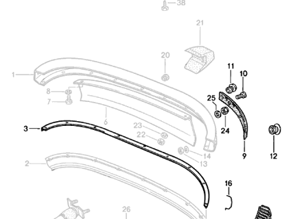 Kit de joints de pare-chocs arrière de restauration. Porsche 911 1974-82 Kit de joints de pare-chocs arrière de restauration. Porsche 911 1974-82