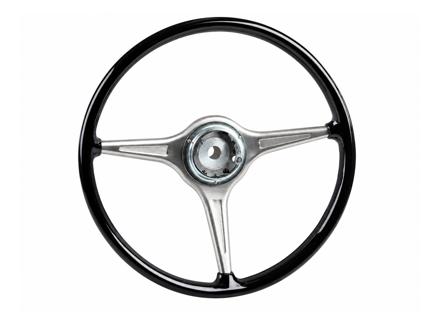 Steering Wheel, Black 420mm without Horn Push. Porsche 356B / 356C - 64434708405 - 1645500600