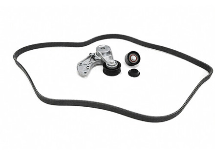 Kit de correa de transmisión con amortiguador tensor y polea tensora. Porsche 955/957/Cayenne V6. - 95510229900, 95510236101, 95510236100, 95510227600, 95510293300