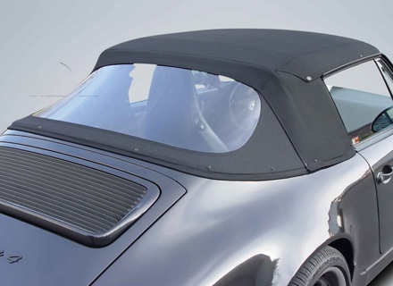Complete cabriolet hood with clear rear screen. Porsche 911 / 964 - 91156105101101, 91156105101102, 91156105101103, 91156105101107, 91156105101301, 91156105101303, 91156105101304, 911561051016HA, 911561051017JW, 911561051017MH, 911561051013WW, 911561051019LW, 911561051012XW, 911561051013ZL
