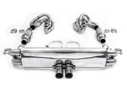 Système d'échappement sport CARGRAPHIC GT rétrocompatible avec collecteur ID42 GT, sans chauffage ni valves, look GT3. Porsche 964 Carrera 2/4/RS - 96411104504, 96411104605, 96411104502, 96421103905, 96421103932, 96421104004