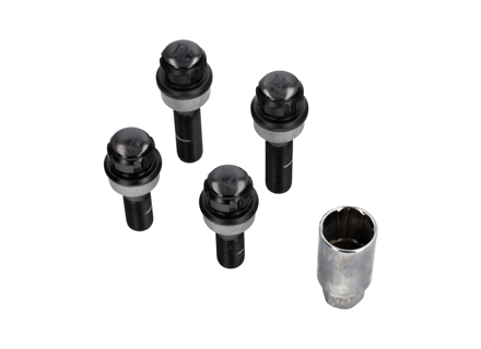 Kit de boulons de roue antivol (+7 mm/+15 mm plus long). Plaqué noir pour Porsche - PAF009593, 971698030B, WHT004676A, WHT006978, 00004460291