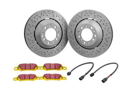 Juego de discos y pastillas de freno deportivos delanteros. Porsche 718 Boxster Spyder / 718 Cayman GT4 - 98135140580, 98135140581, 98135140680, 98135140681, 9GT615301N, 9GT615302N, 99135194702, 99135194704, 9GT698151T, 9GT698151G, 99160918180, 9GT907637