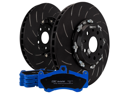 EBC Racing Tweedelige set met zwevende remschijven en bluestuff remblokken. Porsche 991 GT3 - P2DK046B, 99135240780, 99135240880, 99135294883, 99135140581, 99135140681, 99135194784, 99135140682 - DP52206NDX, DP52207NDX, SG2F013, SG2F019