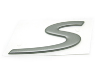 S - Badge, in Titanium metallic. Porsche 986 Boxster S - 98655924301, 986559243009A4, 986.559.243.01, 986.559.243.00.9A4 S - Badge, in Titanium metallic. Porsche 986 Boxster S - 98655924301, 986559243009A4, 986.559.243.01, 986.559.243.00.9A4