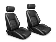 Asientos deportivos Nürburgring R, cuero negro, JUEGO DE 2. Porsche 356 / 911 / 912 1950–89