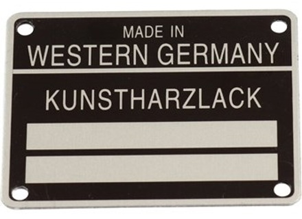 Targhetta con numero di telaio e codice vernice. Porsche 911/912 1965-80 - 90170111105 - 1601501106 Targhetta con numero di telaio e codice vernice. Porsche 911/912 1965-80 - 90170111105 - 1601501106