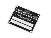 Numéro de châssis et plaque signalétique de la peinture. Porsche 911/912 1965-1980 - 90170111105 - 1601501106