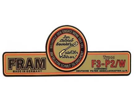 Etiqueta del motor Marco del contenedor del filtro de aceite F3-P2/W. Porsche 356 - 64470101200 - 356234-18
