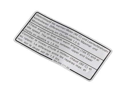 Adesivo Livello olio motore. Porsche 964/993 - 96400611100 Adesivo Livello olio motore. Porsche 964/993 - 96400611100