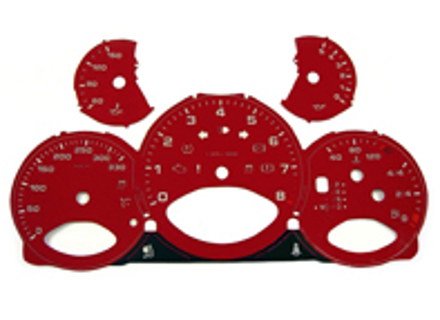 Jeu de faces d'instruments, rouge. Porsche 997.2 PDK - km/h - 330 mi/h - 9764121003PDK - F97 641 210 03TIP, F9764121003TIP Jeu de faces d'instruments, rouge. Porsche 997.2 PDK - km/h - 330 mi/h - 9764121003PDK - F97 641 210 03TIP, F9764121003TIP