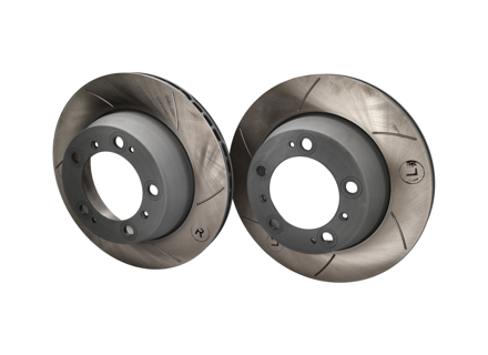 Geschlitzter Bremsscheibensatz hinten. Porsche 996 / 997 (OE-Teilenummer 99635240104) - 99635240104, 99635240103, 909321C Geschlitzter Bremsscheibensatz hinten. Porsche 996 / 997 (OE-Teilenummer 99635240104) - 99635240104, 99635240103, 909321C