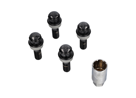Locking wheel bolt kit (standard size) Black plated for Porsche - PAF009593, 971698030B, WHT004676A, WHT006978, 00004460291