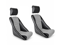 Modell14 Schalensitze, schwarzes Kunstleder/Hahnentrittmuster, 2er-Set. Porsche 356 / 911 / 912 1950–89