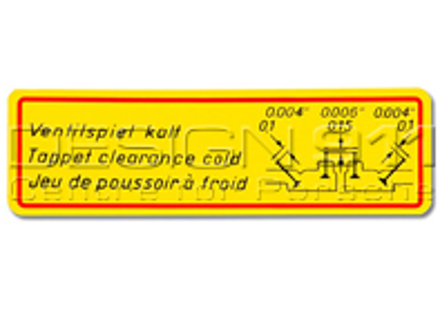 Sticker Valve Clearance. Porsche 356 - PCG70101500 Sticker Valve Clearance. Porsche 356 - PCG70101500