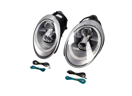 FANALI ANTERIORI DOPPIO PROIETTORE ALOGENI + LUCE AURORA Porsche 997 05-08 SILVER IT - 99763115713, 99763115813