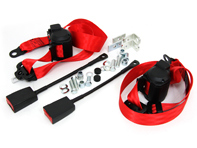 SEAT BELTS in RED - FRONT Automatic / Inertia VERTICAL B PILLER MOUNT / FLOOR BUCKLES with L Bracket PAIR - 92880312610, 9288031261070B, 92880312609XY015 SEAT BELTS in RED - FRONT Automatic / Inertia VERTICAL B PILLER MOUNT / FLOOR BUCKLES with L Bracket PAIR - 92880312610, 9288031261070B, 92880312609XY015