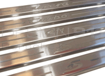 Side Sills Trims with Mirror Finish text. Porsche 996 Side Sills Trims with Mirror Finish text. Porsche 996