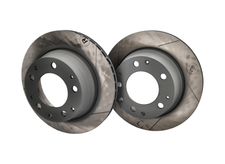 Remschijfrotor, Achter. Porsche 911 1984-89 3.2L Sport met sleuven (paar) - 91135204108, 285802C, 91135204109