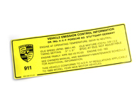 Sticker, engine specification. Porsche 911 Carrera 89 (AUS) - 93000651345 Sticker, engine specification. Porsche 911 Carrera 89 (AUS) - 93000651345