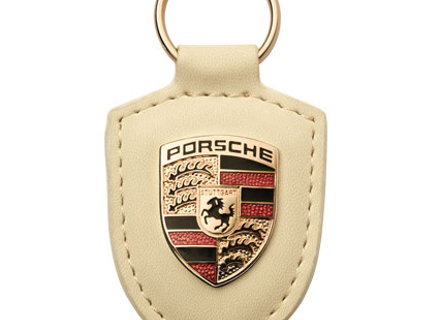 Porsche Crested Leather Keyring, CREAM - WAP0500960D, WAP0500960E