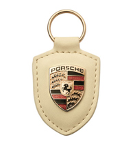 Porsche Crested Leather Keyring, CREAM - WAP0500960D, WAP0500960E