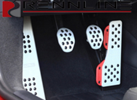 Jeu de pédales Rennline en aluminium 3 pièces avec poignée en caoutchouc Porsche Decal Crest. Porsche 981/991 718/991.2 PDK - P7162101C, P71.62101C