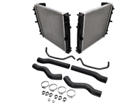 Waterkoelvloeistofradiator en leidingenset voor de voorradiatoren. Porsche 996 C2/C4 handgeschakelde auto's - 99610662158, 99610662255, 99610662558, 99610662654, 99610613753, 99610613853, 99610613151, 99610613150, 99610613251