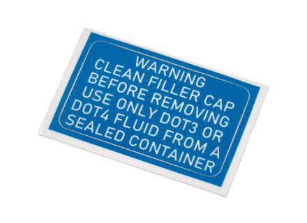 Specificatie remvloeistof sticker. Porsche 911 / 928 S2 Amerikaanse modellen. - 91100654100 - PAKDOT4
