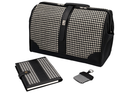 Ensemble classique de sac de voyage Pepita, porte-documents et pochette pour clés pour tous les propriétaires de Porsche Ensemble classique de sac de voyage Pepita, porte-documents et pochette pour clés pour tous les propriétaires de Porsche