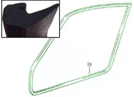 Deurafdichting, type klep. Porsche 911 1965-73 144" Coupe - 91153109501, 91153109502 - 9372E, 1685700400