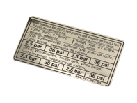 Sticker Tyre Pressure. Porsche 944 S2 / 968 1992 - 96470128703 Sticker Tyre Pressure. Porsche 944 S2 / 968 1992 - 96470128703