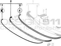 Front Bumper Moulding. Porsche 356B / 356C - 64450504107 - CB.022.006, 9103, 1684300206 Front Bumper Moulding. Porsche 356B / 356C - 64450504107 - CB.022.006, 9103, 1684300206