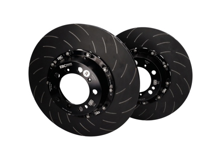 EBC Racing Zweiteilige schwimmend gelagerte SLOTTED Bremsscheiben vorne für Porsche - 38007063, 38007064, 99135140581, 99135140681, 99135140682 - SG2F016