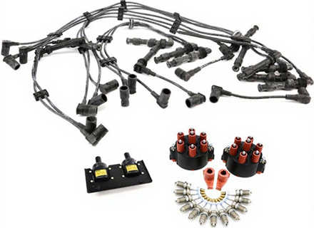 Câbles d'allumage haute tension, bras de rotor, distributeur et têtes d'allumeur avec bougies pour Porsche 993 - 93060291901, 93060290202, 99360206099, 99360207101, 99917018390
