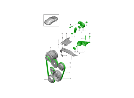 Full Pulley & Belt Kit - Tensioner, Brackets, Pulleys, Drive Belt & Mounting Bolts - for Porsche 991-1 Carrera With PDCC 2012-2016 - 9A110221101, 9A210221100, 0PB903308, 9A110221200, 99907357901, PAF008343, 94810283900, 94810226100, 0PB903317, 99907341101, 9A700803500, 99907324609, 99907324602, PAF008362, 99907341201, PAF008361, 9A110221700, 0PB903137E, 9A110203001, 0PB145172, 90038504801, PAF008128, 90038509101, PAF008152, 03G145291
