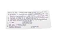 Adesivo per la conversione del climatizzatore a R134a. Porsche 911 / 964 / 944 / 928 - 96470114102